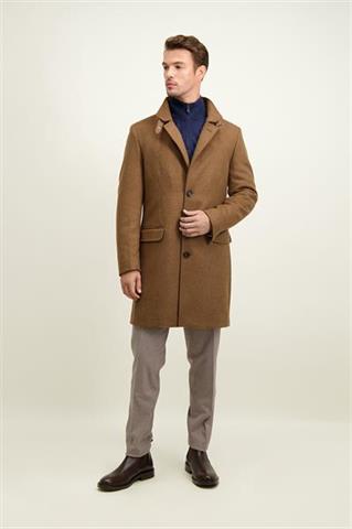 Camelowy płaszcz męski z wełną 20012 - 649821