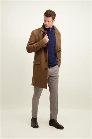 Camelowy płaszcz męski z wełną 20012 - 649831