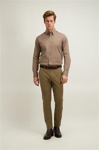 Brązowe spodnie męskie z bawełną 65044 - 649961