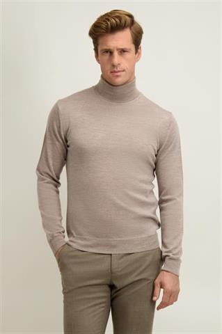 Golf męski z wełny merino w kolorze kamiennym 74354 - 650031