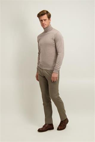 Golf męski z wełny merino w kolorze kamiennym 74354 - 650041