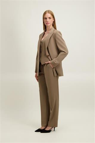 Beżowo-szare spodnie damskie z wełną 87524 - 650071