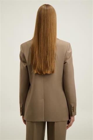 Beżowo-szara marynarka damska z wełną 87523 - 650121