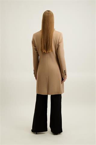 Kamelowy płaszcz damski z wełną 87425 - 650171