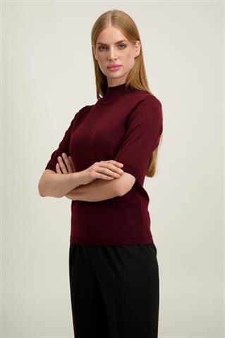 Burgundowy półgolf damski z wełny merino 87444 - 650191