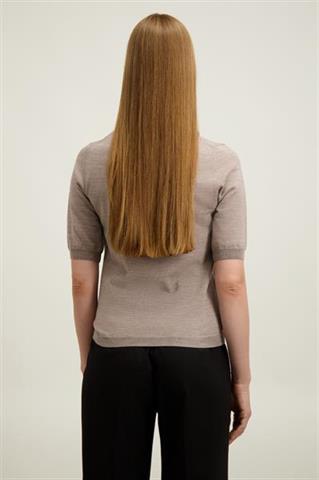 Beżowo-szary półgolf damski z wełny merino 87446 - 650251