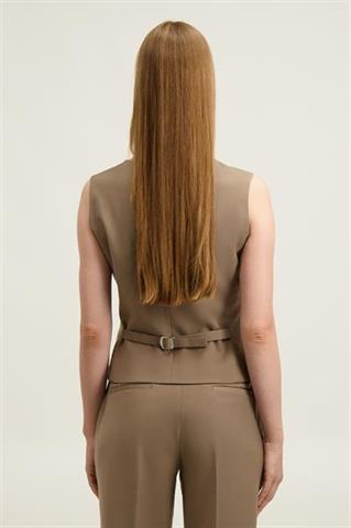 Beżowo-szara kamizelka damska z wełną 87525 - 650351