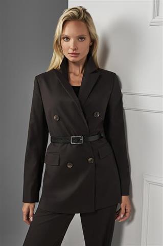 Brązowa dwurzędowa marynarka damska 87456 - 650421