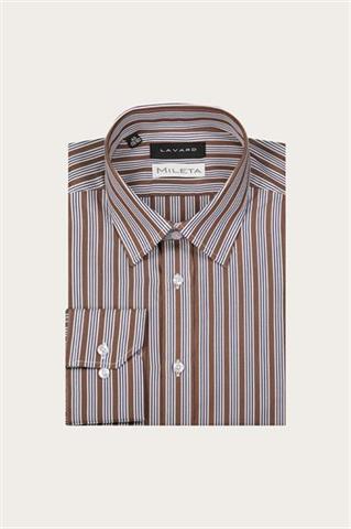 Brązowa bawełniana koszula męska 93656 - 650721