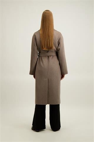 Brązowo-szary płaszcz damski z wełną 87416 - 651001