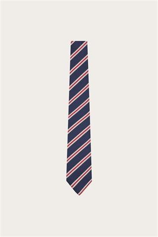 Granatowy krawat w paski 73303 - 652231