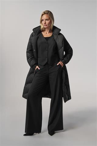 Puchowy czarny płaszcz damski 87490 - 652271
