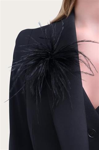 Czarna broszka damska z piór 87544 - 652751