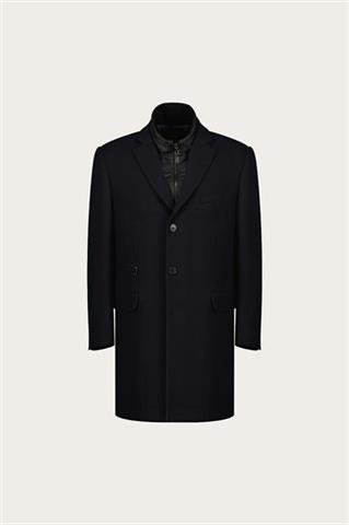 Granatowy płaszcz męski z wełną 20064 - 652811