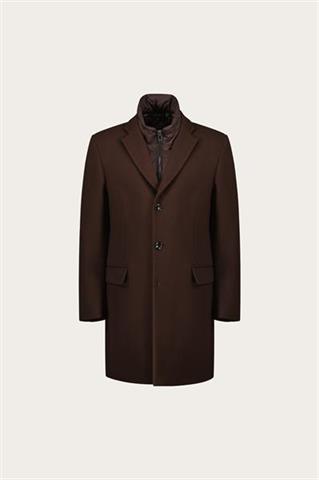 Brązowy płaszcz męski z wełną 28069 - 652871