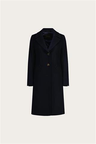 Granatowy płaszcz damski z wełną 87421 - 653641