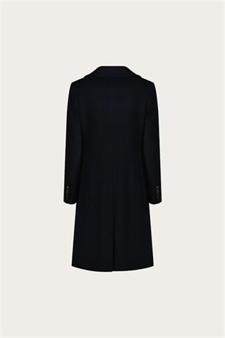 Granatowy płaszcz damski z wełną 87421 - 653651