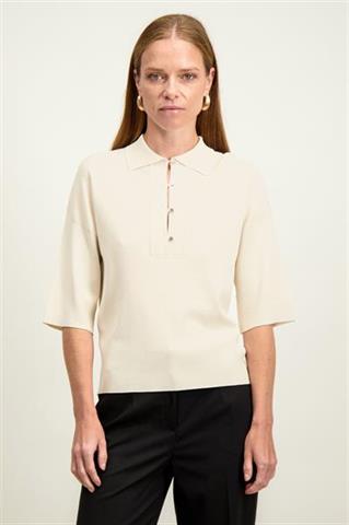 Kremowe polo damskie z rękawem 3/4 87076 - 653781