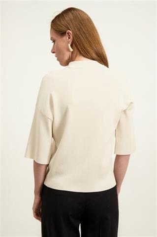 Kremowe polo damskie z rękawem 3/4 87076 - 653801