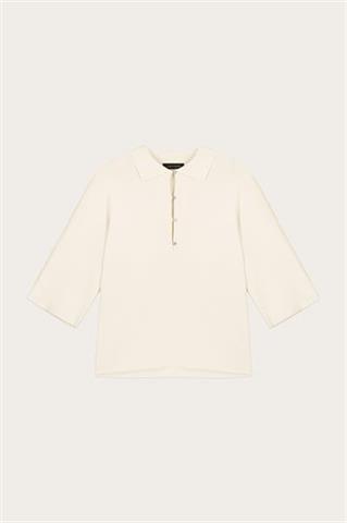 Kremowe polo damskie z rękawem 3/4 87076 - 653811