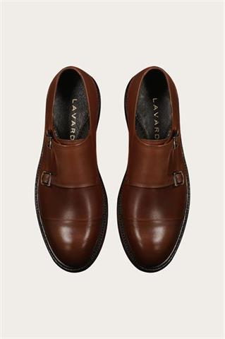 Brązowe buty męskie ze skóry naturalnej 58919 - 654001