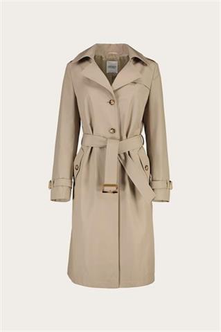 Kamelowy płaszcz damski z bawełną 86815 - 654621