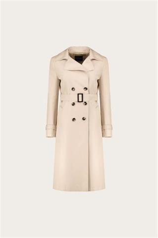 Beżowy płaszcz damski z bawełną 87553 - 655611