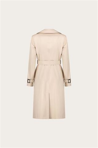 Beżowy płaszcz damski z bawełną 87553 - 655621