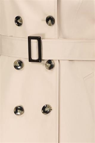 Beżowy płaszcz damski z bawełną 87553 - 655631