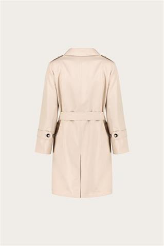 Beżowy płaszcz damski z bawełną 87554 - 655661
