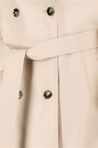 Beżowy płaszcz damski z bawełną 87554 - 655671