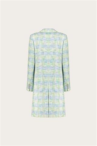 Niebiesko-zielony płaszcz damski z bawełną 87549 - 655801