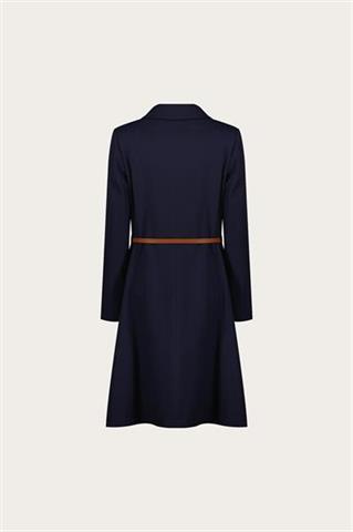 Granatowy płaszcz damski z bawełną 87584 - 655841