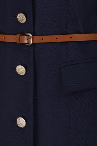 Granatowy płaszcz damski z bawełną 87584 - 655851