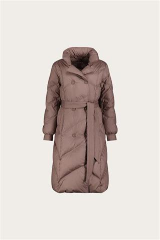 Puchowy brązowo-szary płaszcz damski 87489 - 656821