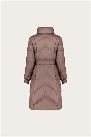 Puchowy brązowo-szary płaszcz damski 87489 - 656831