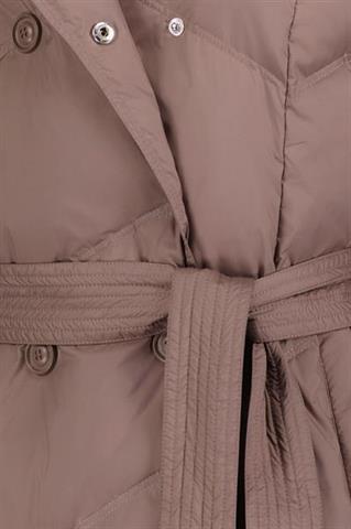 Puchowy brązowo-szary płaszcz damski 87489 - 656841