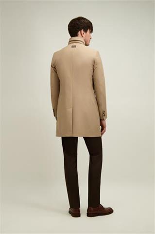 Kamelowy płaszcz męski z bawełną 20218 - 657321
