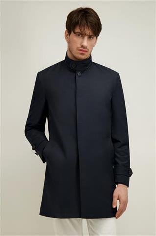 Granatowy płaszcz męski z bawełną 20222 - 657351