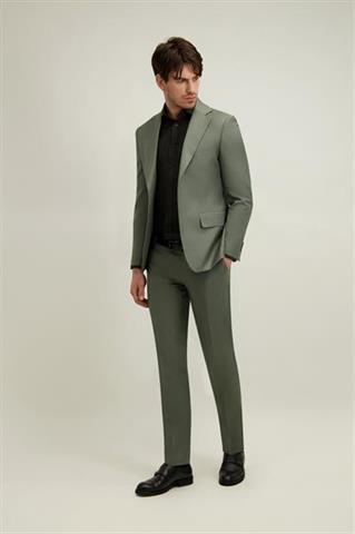 Zielony garnitur męski z wełną 35527 - 657461