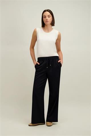 Granatowo-beżowe spodnie damskie 87653 - 659061