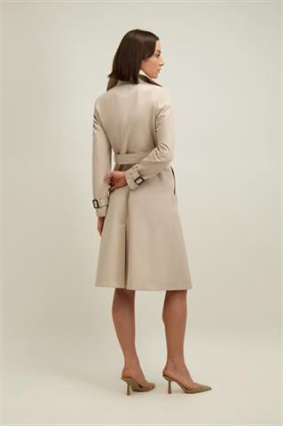 Beżowy płaszcz damski z bawełną 87553 - 659461