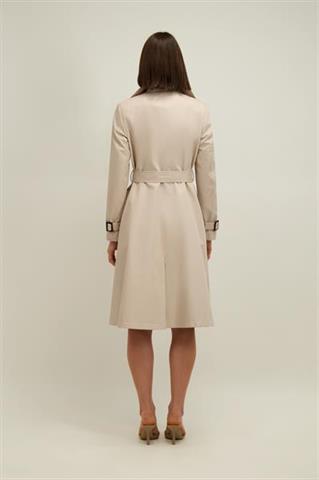 Beżowy płaszcz damski z bawełną 87553 - 659471
