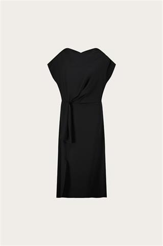 Czarna sukienka z wiązaniem 57802 - 659861