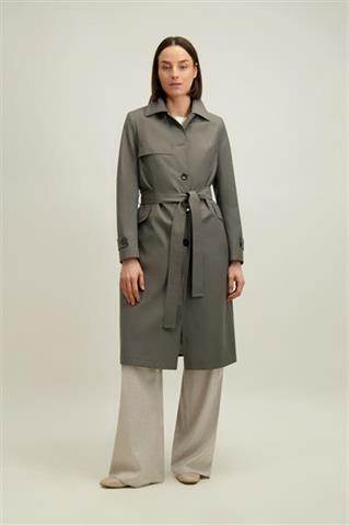 Zielony płaszcz damski z bawełną 87552 - 660351