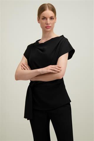 Czarna bluzka damska z wiązaniem 57801 - 665061