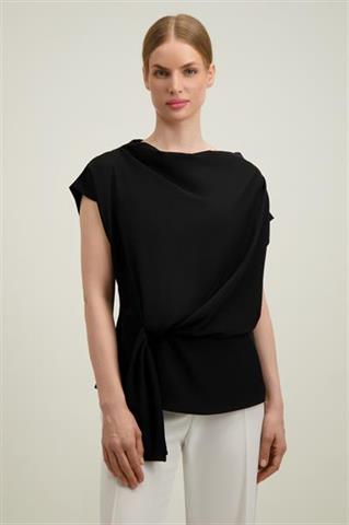 Czarna bluzka damska z wiązaniem 57801 - 665091