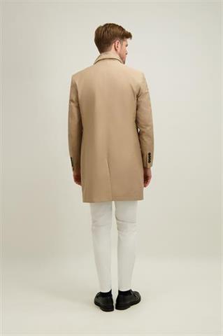 Kamelowy płaszcz męski z bawełną 20217 - 665331