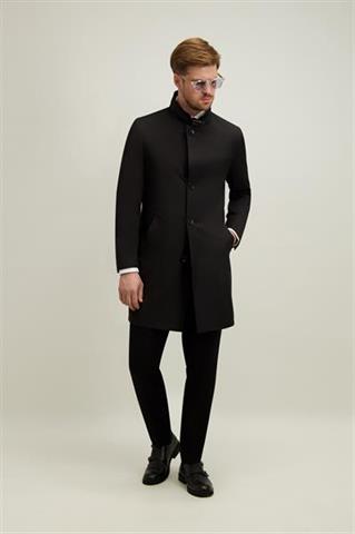 Czarny płaszcz męski z bawełną 20219 - 665371
