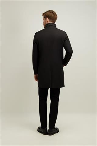 Czarny płaszcz męski z bawełną 20219 - 665381